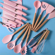 19-Pcs Kitchen Cooking Utensils & Knife Set with Block Holder & Cutting Board