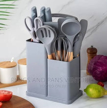 19-Pcs Kitchen Cooking Utensils & Knife Set with Block Holder & Cutting Board