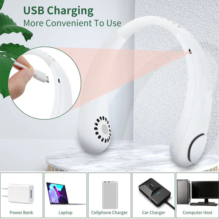 Portable Neck Fan - USB Rechargeable Neck Fan.