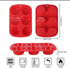 Silicone Non-Stick Muffin Pan 6-Cavity Mold